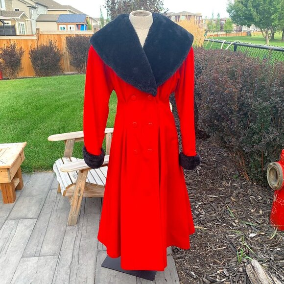 Votre Nom Jackets & Blazers - Vintage Votre Nom Penny Lane Coat Wool Faux Fur Double Breasted Overcoat